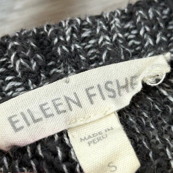 Eileen Fisher Marled Organic Cotton Knit Sweater Black Gray Small - Picture 4 of 6